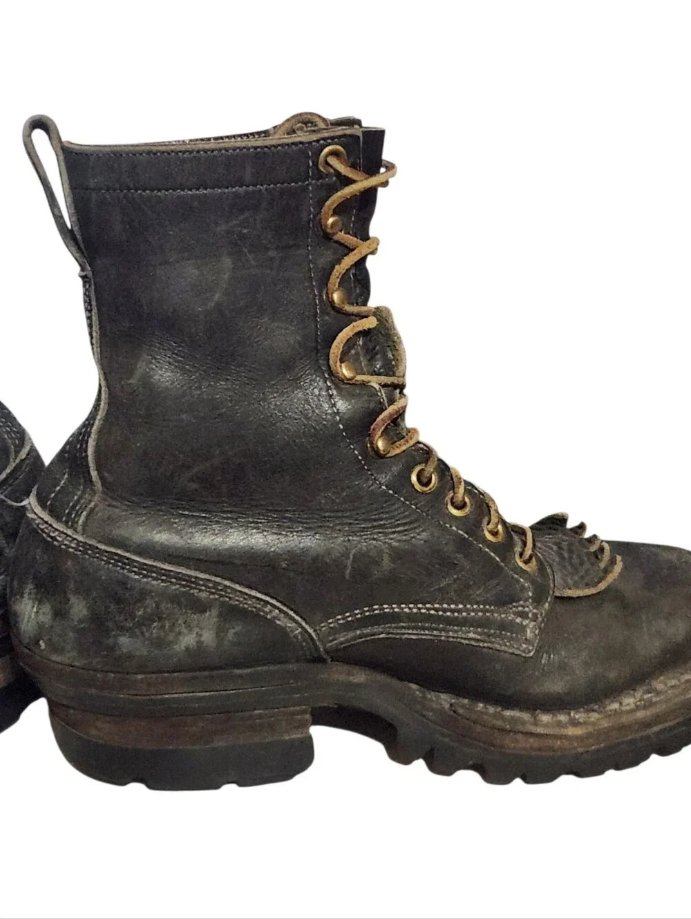 White Boots Mens Size 6.5 C 355 Cruiser Aaron Levine Black Leather Lace Up Ankle